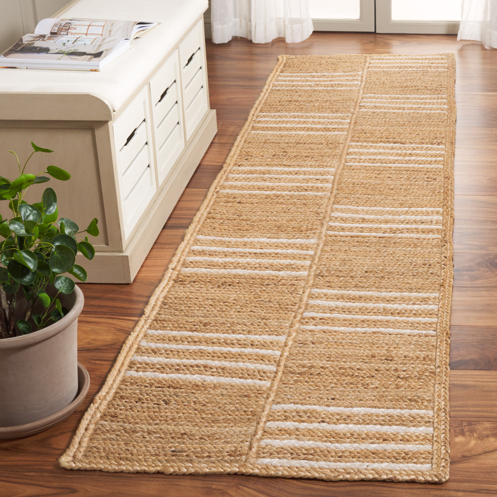 Esmarie Handmade Jute / Sisal Natural / Ivory Rug, Runner 2'3" x 9'