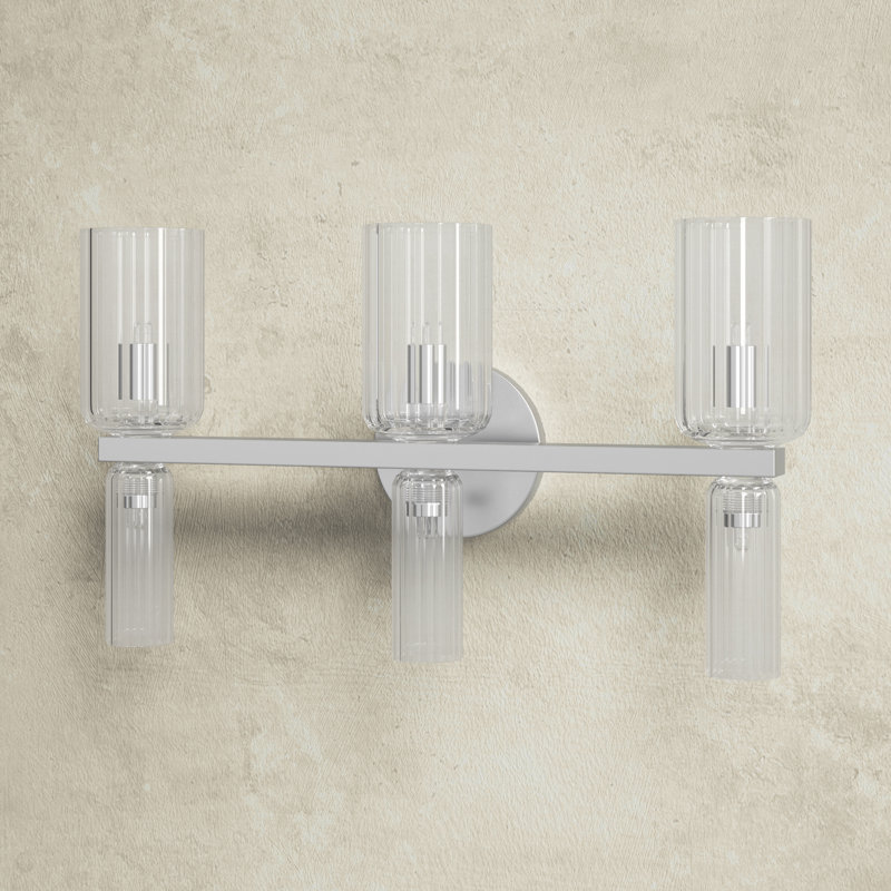 Polished Nickel 6-Light Dimmable Vanity Light with Clear Glass Shades