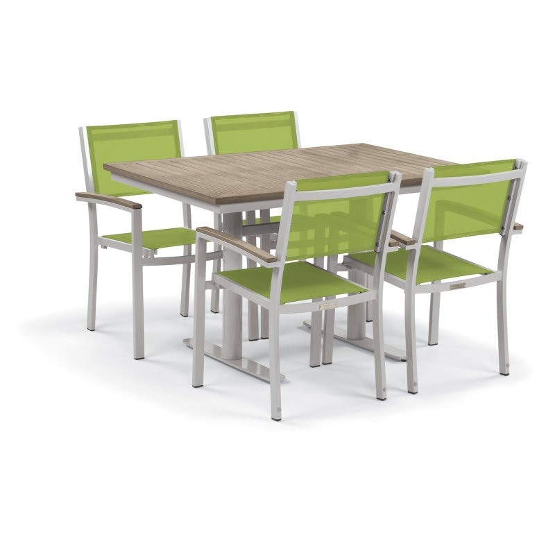 Travira Stacking Patio Dining Chair, Go Green, Tekwood Vintage, Flint