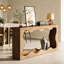 Table basse étroite et élégante, motif vague, 160 cm L x 30 cm P x 85 cm H, console finement travaillée en bois d'ingénierie.