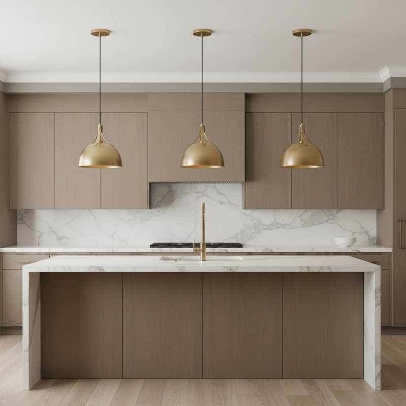 Luminaire suspendu en forme de dôme à 1 lumière Rockland, 75 W, non, Laiton satiné