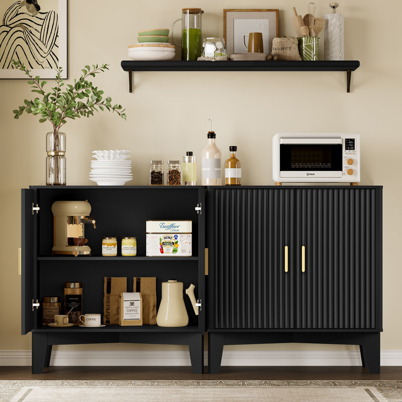 Adjustable Shelf Large-Capacity Multi-Function Storage Cabinet with Anti-Tip Design, Black