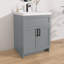 Meuble-lavabo de 24 po sans lavabo supérieur, base d'armoire seulement, armoire de rangement pour salle de bain à 2 portes, eau, résistant aux taches, gris, non assemblé