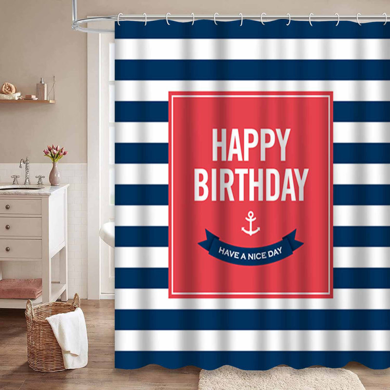 Rideau de douche imperméable nautique avec 12 crochets SailorCeleb, L 72 po x l 72 po