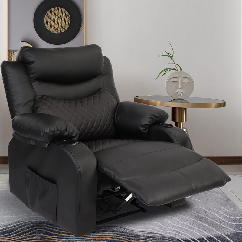 Fauteuil inclinable manuel standard de 36,43 po, Velours noir