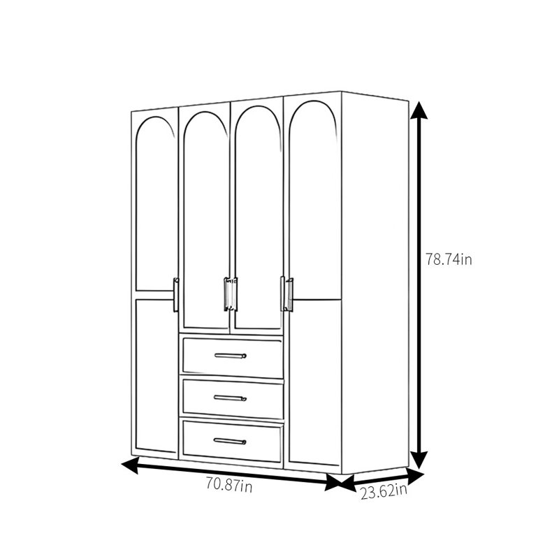 Simple And Light Luxury High End Wardrobe, 79" H x 71" W x 24" D