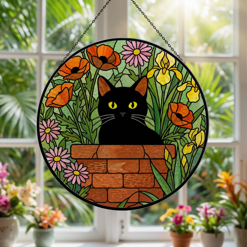 Vitrail de jardin en verre coloré 7,8 po H, H 7,8 po x l 7,8 po
