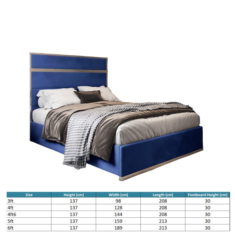 Mirosavka Upholstered Bed, Single (3'), Blue