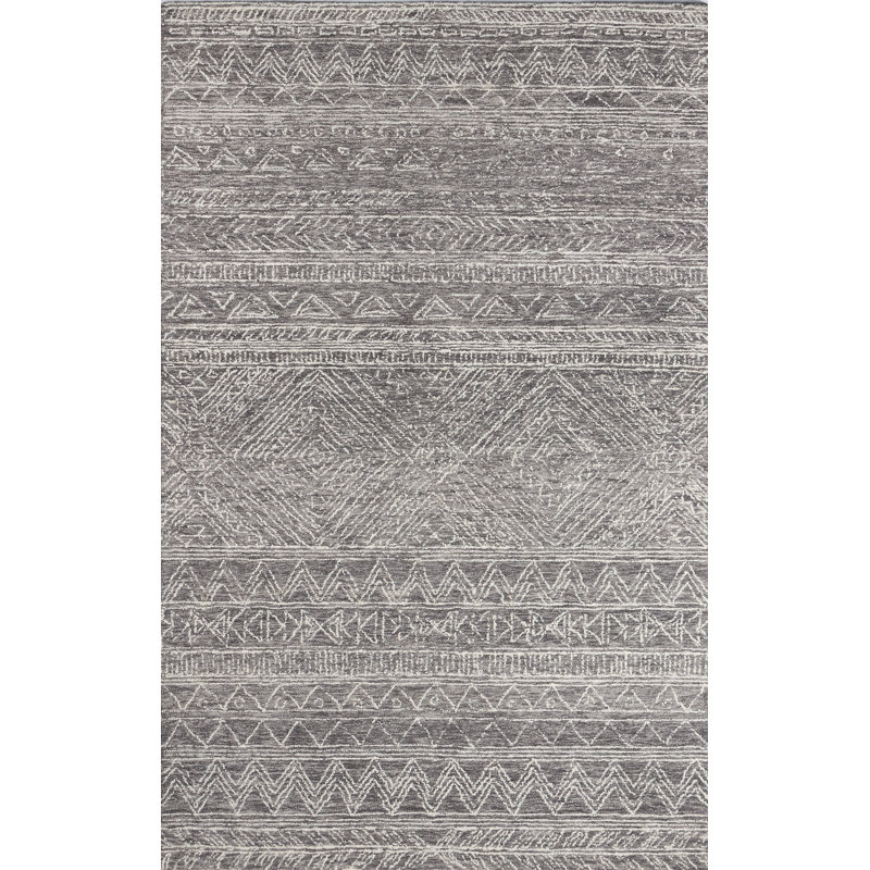 Tapis gris en laine crocheté à la main Adhley, Rectangle 2 pi x 3 pi
