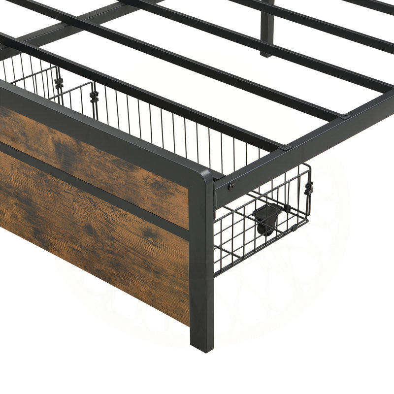 Bed Frame with Storage and LED Lights, Enhancing Bedroom Comfort and Functionality, Queen