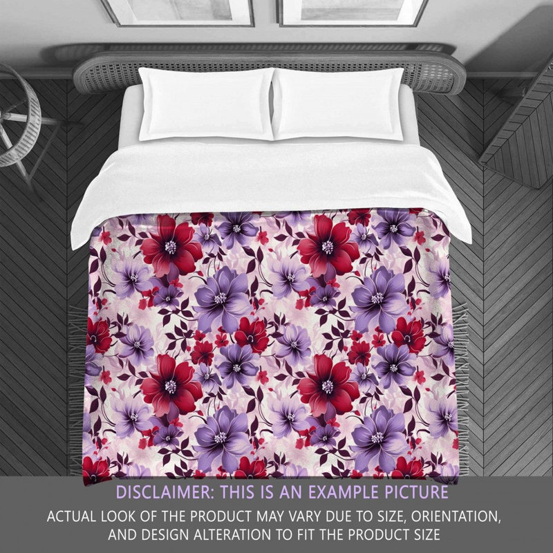 Polyester Floral Comforter, King Comforter, Purple/Red