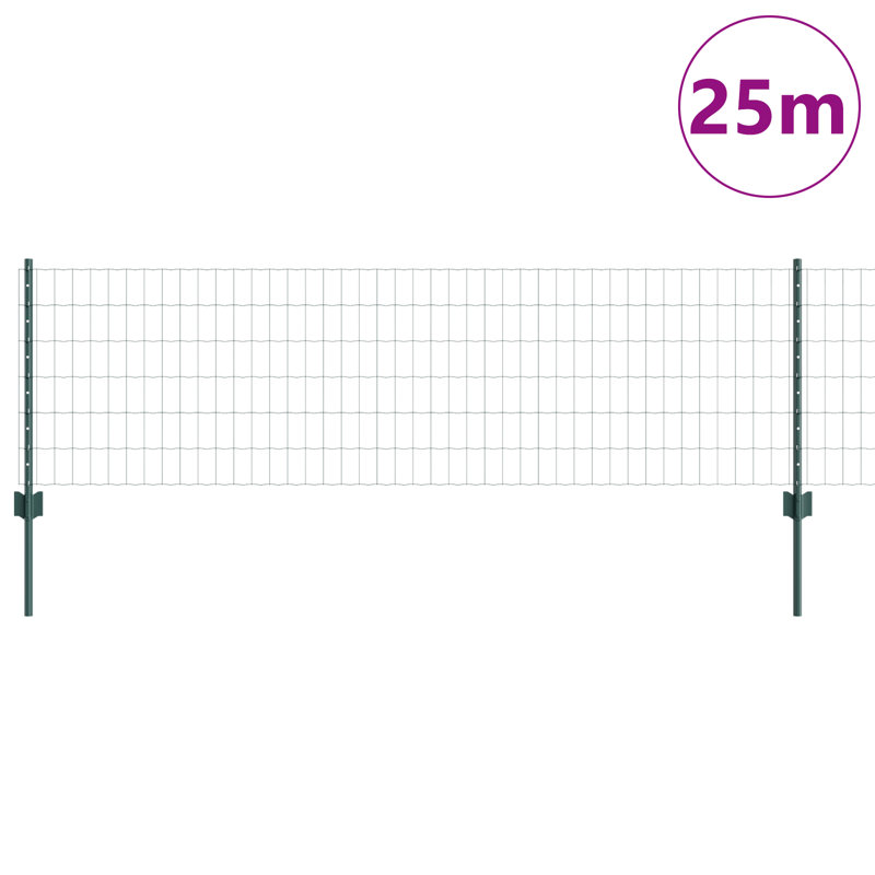 Euro Fence With 11 U Posts 25 M Steel, 60cm H x 2500cm W, Green