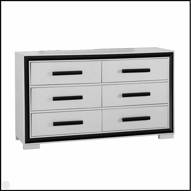 DRESSER ADELAIDE GRIS NOIR avec six tiroirs spacieux et un design moderne et élégant pour les chambres contemporaines