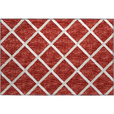 Premium Machine Washable Uran AMF140 Red Rug