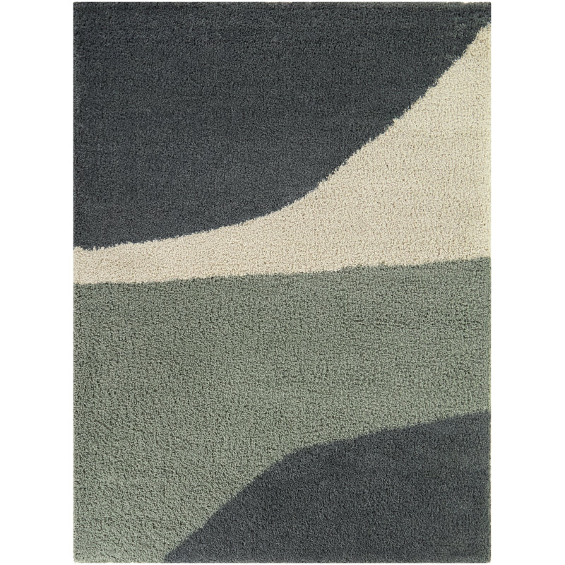 Tapis abstrait gris anthracite Eleina, Rectangle 7 pi 10 po x 10 pi