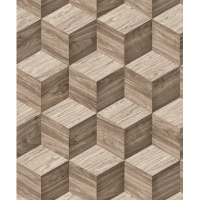 Arnett Modern Geometric Stone Wood 33' L x 21" W Wallpaper Roll