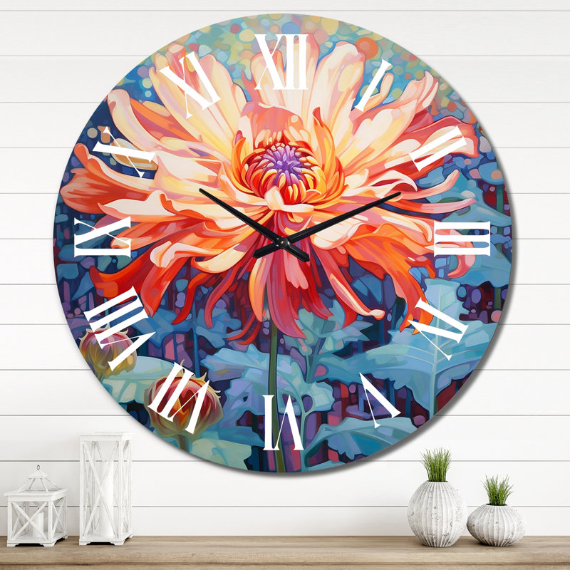 Horloge murale florissante rose, Très grand