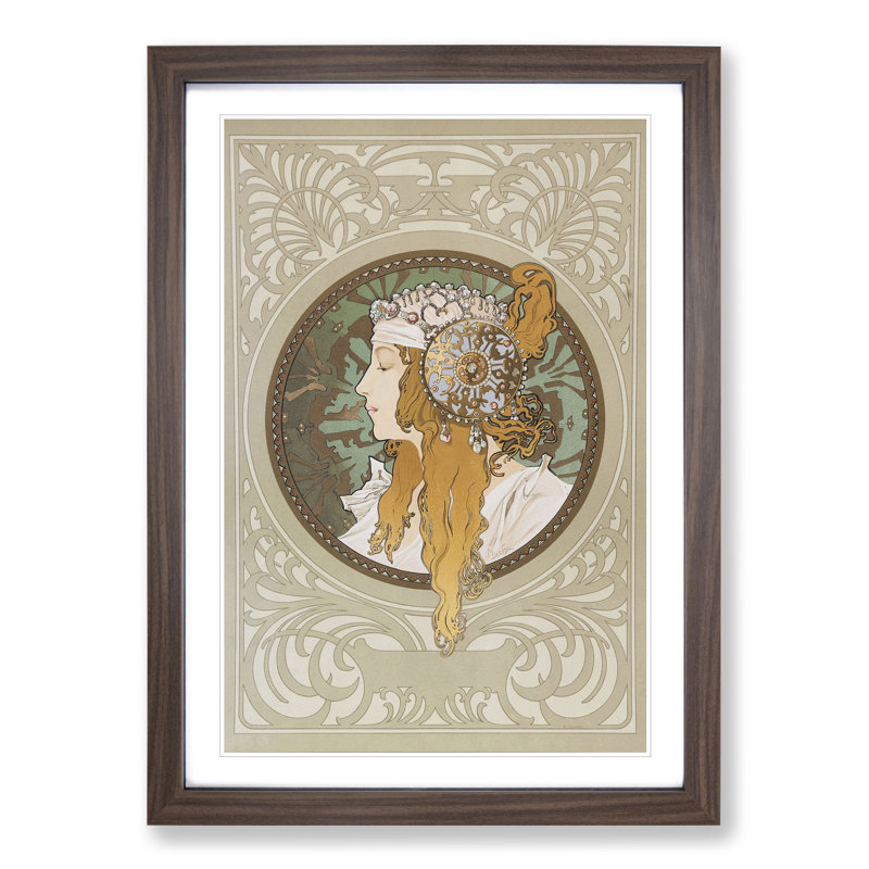 Byzantine by Alphonse Mucha - Picture Frame Painting, 36cm H x 27cm W x 2cm D, Walnut Framed
