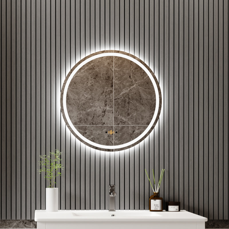 24/30/36 In Round LED Bathroom Mirror with Lights Wall Mounted Vanity Mirror with Handwave Sensor, 24" x 24"
