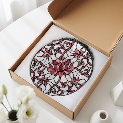 12"H Floral Vine Stained Glass Window Panel