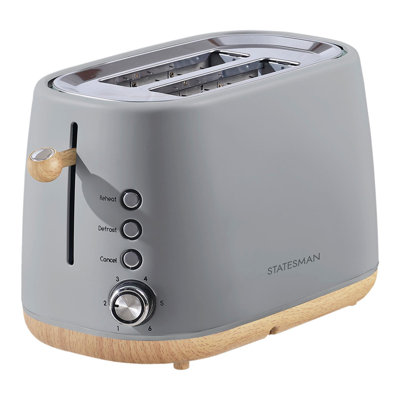 Statesman 2 Slice Scandi Toaster Grey/Blue