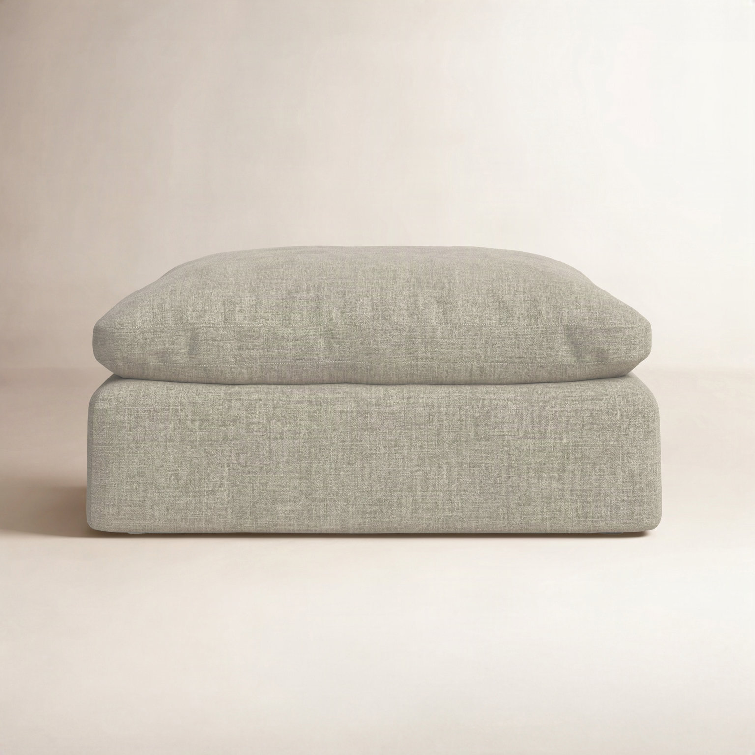 Asher 43" Linen Upholstered Ottoman, Effie Flax Performance Linen