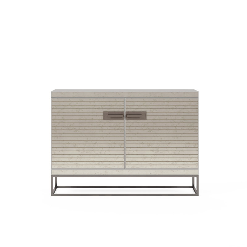 Gray Antiqued Mirror 48'' Hall Chest with Nickel Handles