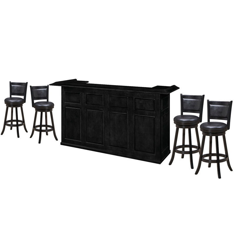 84'' Bar Set With Four Stools By RAM Game Room, Black