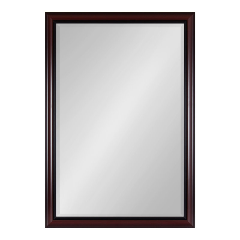 Miroir de salle de bain traditionnel biseauté, Brun, 40 po x 28 po