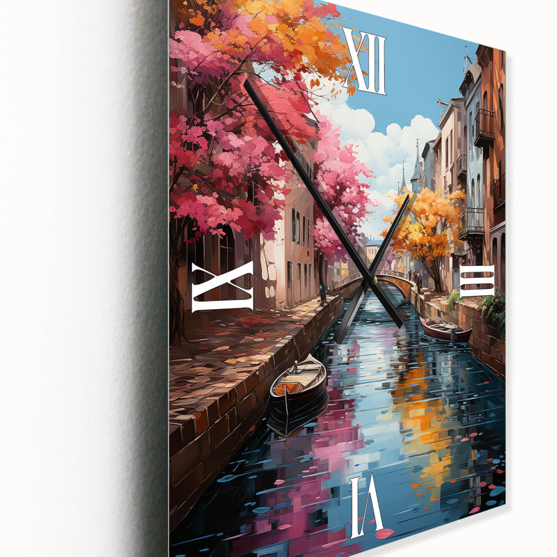 Horloge murale moderne Beige Canal, Petit