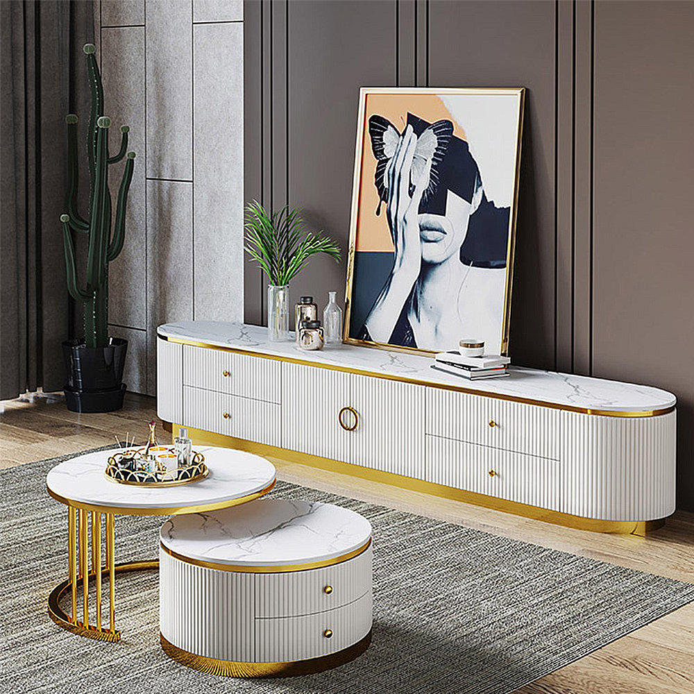 Bkoksety Simple rock plate coffee table TV cabinet set - Wayfair Canada