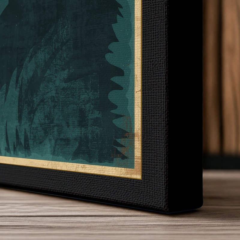 Confronting Bear Boho - Wrapped Canvas, 18x12 - 45.7 x 30.5 cm, Black Border