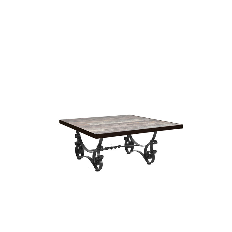 San Cristobal 42" Square Coffee Table, Carbon Black, Pallazo White