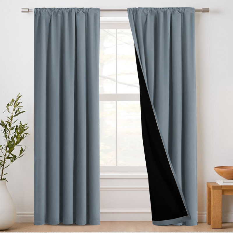 100% Blackout Curtains for Bedroom Short Curtains Half Window Curtains for Kitchen, Privacy Energy Saving Curtain Tiers for Bathroom Shades,Set of 2