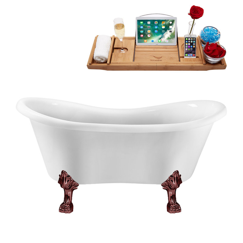 62.2'' x 30.7'' Soaking Acrylic Bathtub, Polished Chrome, Matte Oil Rubbed Bronze