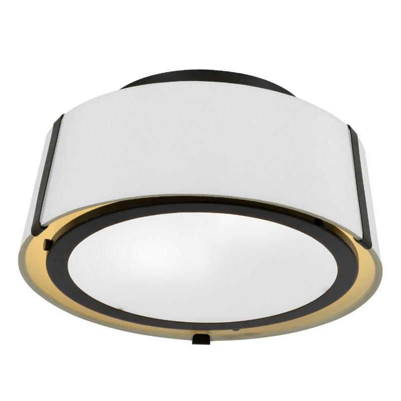 Plafonnier encastré 12 po à 2 lumières Marietta, Noir mat, Soie blanche