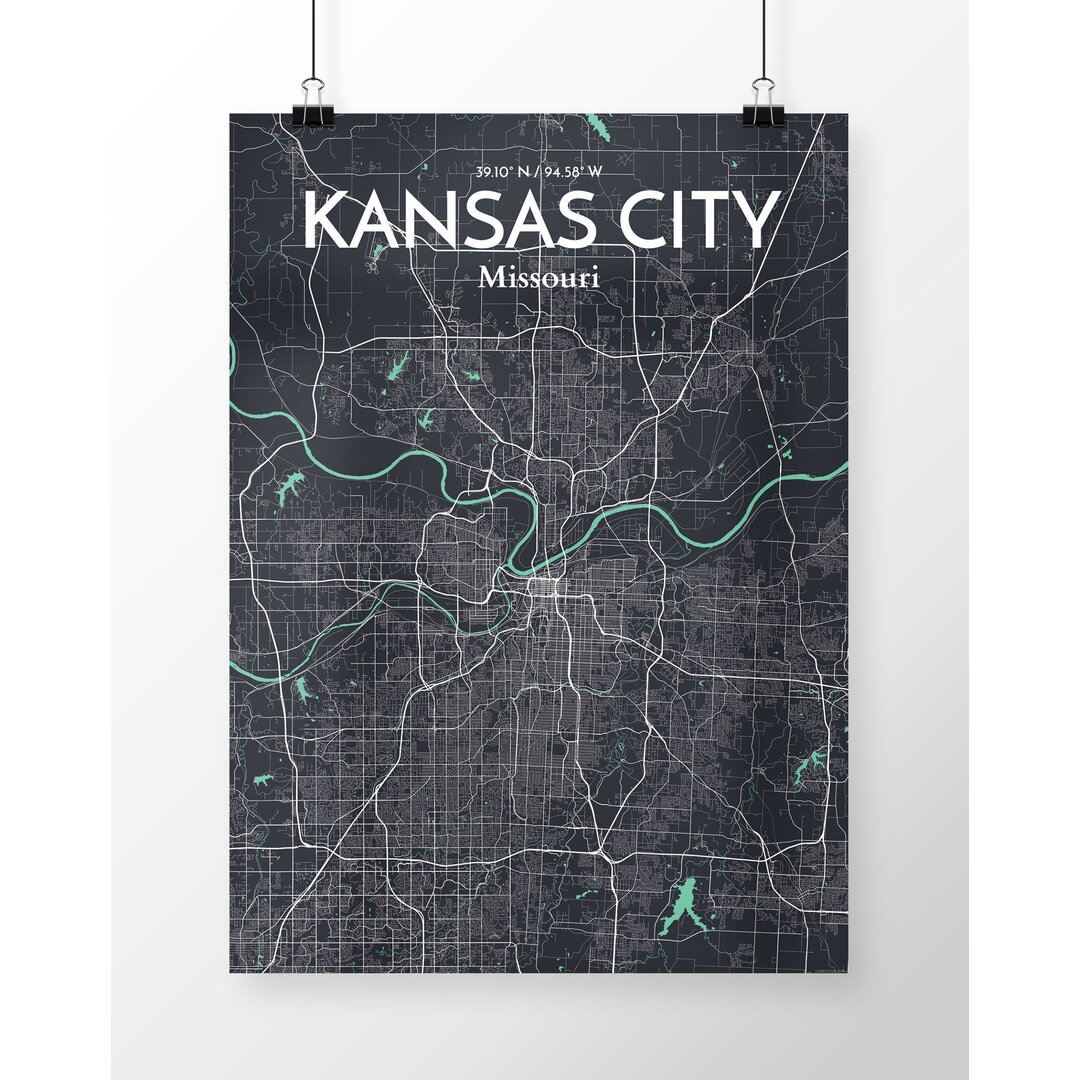 Grafikdruck Kansas City Map