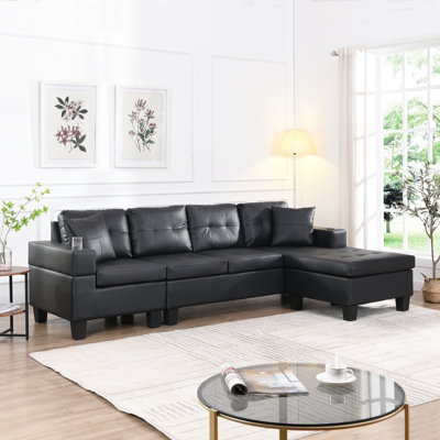 Ensemble de canapé modulaire pour salon avec méridienne en L, porte-gobelet et méridienne réversible, siège moderne 4