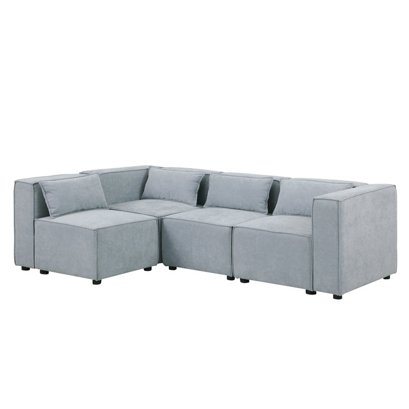 Modular Sofa Set, Grayish Blue Chenille