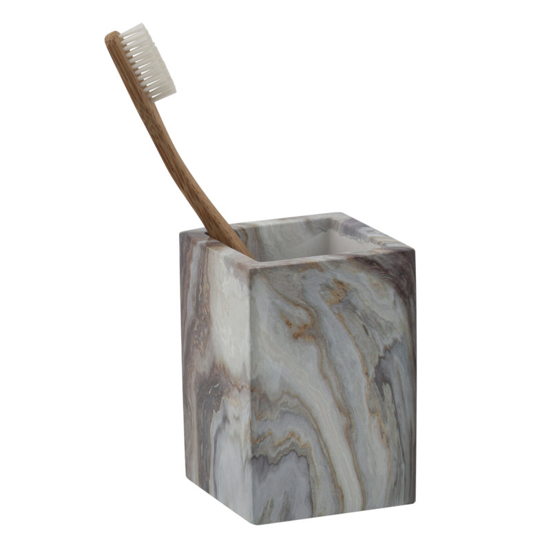 Gray and White Marble Square Bathroom Tumbler