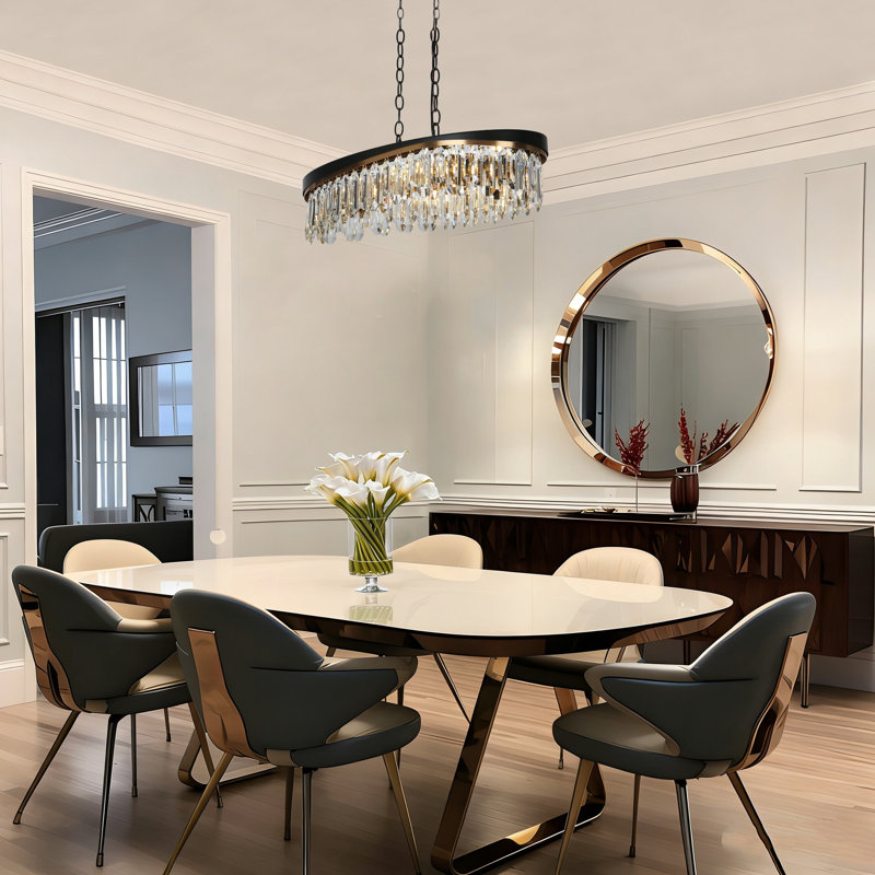 Lustre tambour en cristal glamour à 6 lumières, à intensité variable
