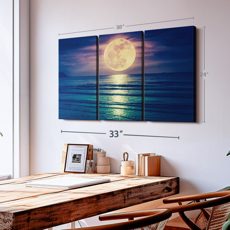 «Lune jaune» 3 pièces, H 24 po x l 38 po x P 1,25 po