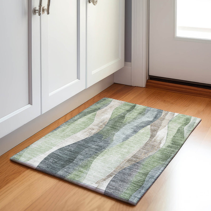Tapis intérieur / extérieur lavable à la machine Xhevrie, Rectangle 1 pi 8 po x 2 pi 6 po
