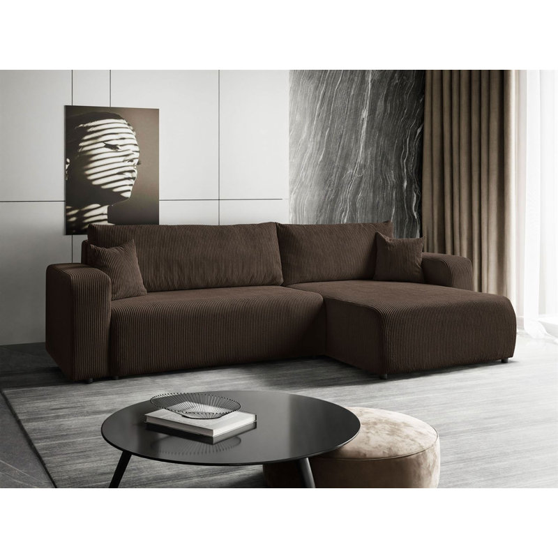 Cittlali 4 Seater Sectional Sofa Bed, Brown