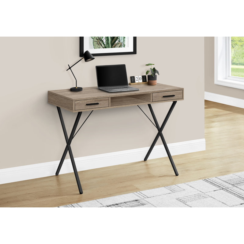 Bureau d'ordinateur, bureau personnel, ordinateur portable, installation à gauche, à droite, tiroirs de rangement, L 42 po, travail, stratifié, métal, contemporain, moderne