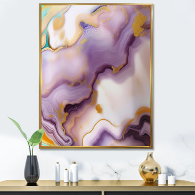 Art liquide, agate mauve et jaune sur toile