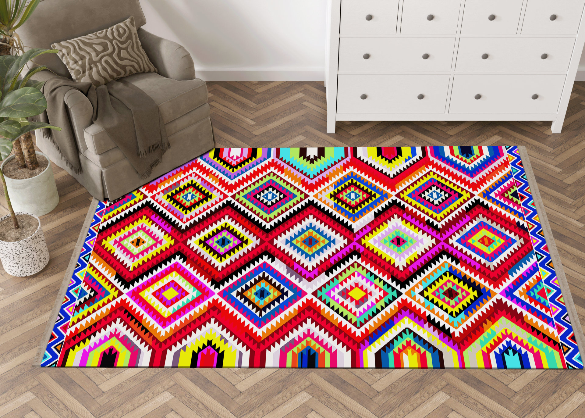 Bungalow Rose Multi-Colored Cross Geometric Patterned Modern Decorative ...