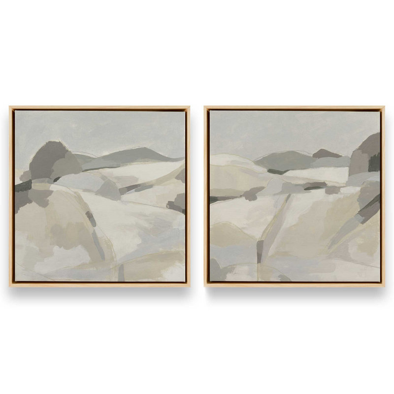 Ensemble de 2 couches de paysage discret, H 13 po x l 26 po x P 1,75 po, Cadre américain en érable flottant