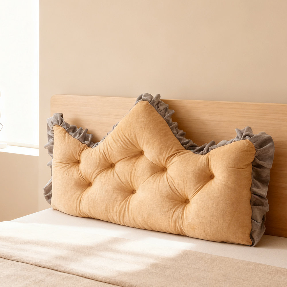 Crown-Shaped Tufted Headboard Pillow