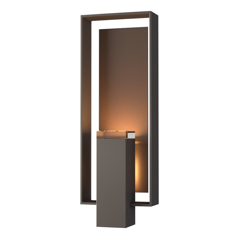 Shadow Box Outdoor Armed Sconce, 11.7" H x 10" W x 4" D, Natural Iron, Coastal Black
